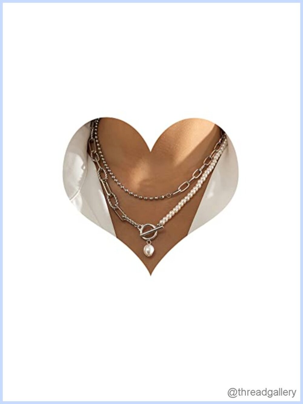 Baroque Pearl Layered Chain Necklace OT Toggle Clasp Adjustable Women Jewelry